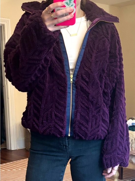 Pilcro Jackets & Blazers - Pilcro at Anthropologie Textured Faux Fur Jacket, Royal Purple, Size Medium